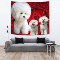 Bichon Frise On Rose Print Tapestry-Free Shipping - Deruj.com