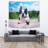 Boston Terrier Running Print Tapestry-Free Shipping - Deruj.com