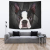 Boston Terrier On Black Print Tapestry-Free Shipping - Deruj.com