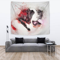 St Bernard Dog Watercolor Painting Print Tapestry-Free Shipping - Deruj.com