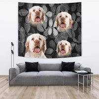 Clumber Spaniel On Black Print Tapestry-Free Shipping - Deruj.com