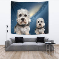 Dandie Dinmont Terrier On Blue Print Tapestry-Free Shipping - Deruj.com