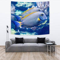 Grey And Yellow Tang Fish Print Tapestry-Free Shipping - Deruj.com