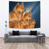 Finnish Spitz Dog On Blue Print Tapestry-Free Shipping - Deruj.com