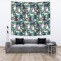 Labrador Retriever Dog Floral Print Tapestry-Free Shipping - Deruj.com