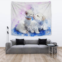 Loving Cat And Dog Art Print Tapestry-Free Shipping - Deruj.com