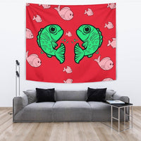 Fish Print On Red Tapestry-Free Shipping - Deruj.com