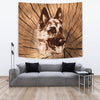 German Shepherd On Wooden Print Tapestry-Free Shipping - Deruj.com