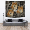 Icelandic Sheepdog On Black Print Tapestry-Free Shipping - Deruj.com