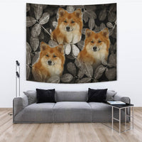 Icelandic Sheepdog On Black Print Tapestry-Free Shipping - Deruj.com