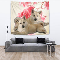 Norwegian Elkhound On Flower Print Tapestry-Free Shipping - Deruj.com