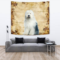Old English Sheepdog On Yellow Print Tapestry-Free Shipping - Deruj.com