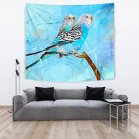 Blue Budgie Parrot Art Print Tapestry-Free Shipping - Deruj.com