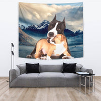 Pit Bull Terrier With Puppy Print Tapestry-Free Shipping - Deruj.com