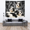 Lovely Polish Lowland Sheepdog On Black Print Tapestry-Free Shipping - Deruj.com