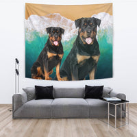 Rottweiler On Beach Print Tapestry-Free Shipping - Deruj.com