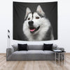Siberian Husky On Black Print Tapestry-Free Shipping - Deruj.com