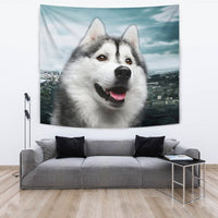 Laughing Siberian Husky Print Tapestry-Free Shipping - Deruj.com