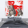 American Shorthair Cat On Red Print Tapestry-Free Shipping - Deruj.com