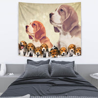 Cute Beagle Dog On Golden Print Tapestry-Free Shipping - Deruj.com