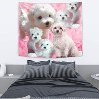 Bichon Frise On Pink Print Tapestry-Free Shipping - Deruj.com