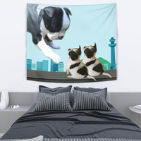 Boston Terrier With Puppies Print Tapestry-Free Shipping - Deruj.com