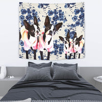 Boston Terrier On Floral Print Tapestry-Free Shipping - Deruj.com