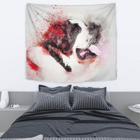 St Bernard Dog Watercolor Painting Print Tapestry-Free Shipping - Deruj.com