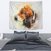 Basset Hound Dog Watercolor Art Print Tapestry-Free Shipping