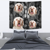 Clumber Spaniel On Black Print Tapestry-Free Shipping - Deruj.com