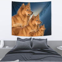 Finnish Spitz Dog On Blue Print Tapestry-Free Shipping - Deruj.com