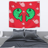 Fish Print On Red Tapestry-Free Shipping - Deruj.com