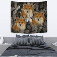 Icelandic Sheepdog On Black Print Tapestry-Free Shipping - Deruj.com