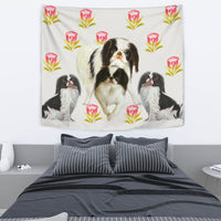 Japanese Chin Dog Floral Print Tapestry-Free Shipping - Deruj.com