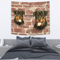 Lovely Rottweiler On Wall Print Tapestry-Free Shipping - Deruj.com