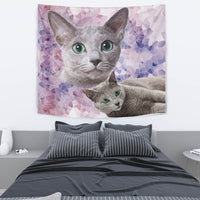 Cute Russian Blue Cat Tapestry-Free Shipping - Deruj.com
