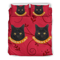 Bombay Cat Print On Red Bedding Set-Free Shipping - Deruj.com