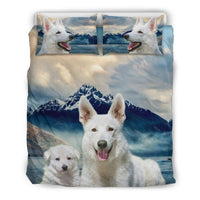 White Shepherd Dog Print Bedding Set- Free Shipping - Deruj.com