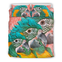 Blue Threaded Macaw Parrot Print Bedding Set-Free Shipping - Deruj.com