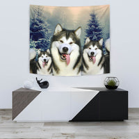 Laughing Alaskan Malamute Print Tapestry-Free Shipping - Deruj.com