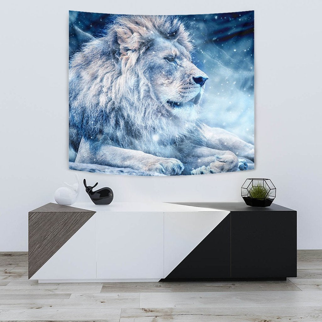 Snowy Lion Print Limited Edition Print Tapestry-Free Shipping - Deruj.com