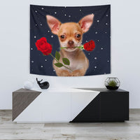 Chihuahua With Rose Print Tapestry-Free Shipping - Deruj.com