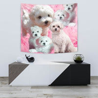 Bichon Frise On Pink Print Tapestry-Free Shipping - Deruj.com