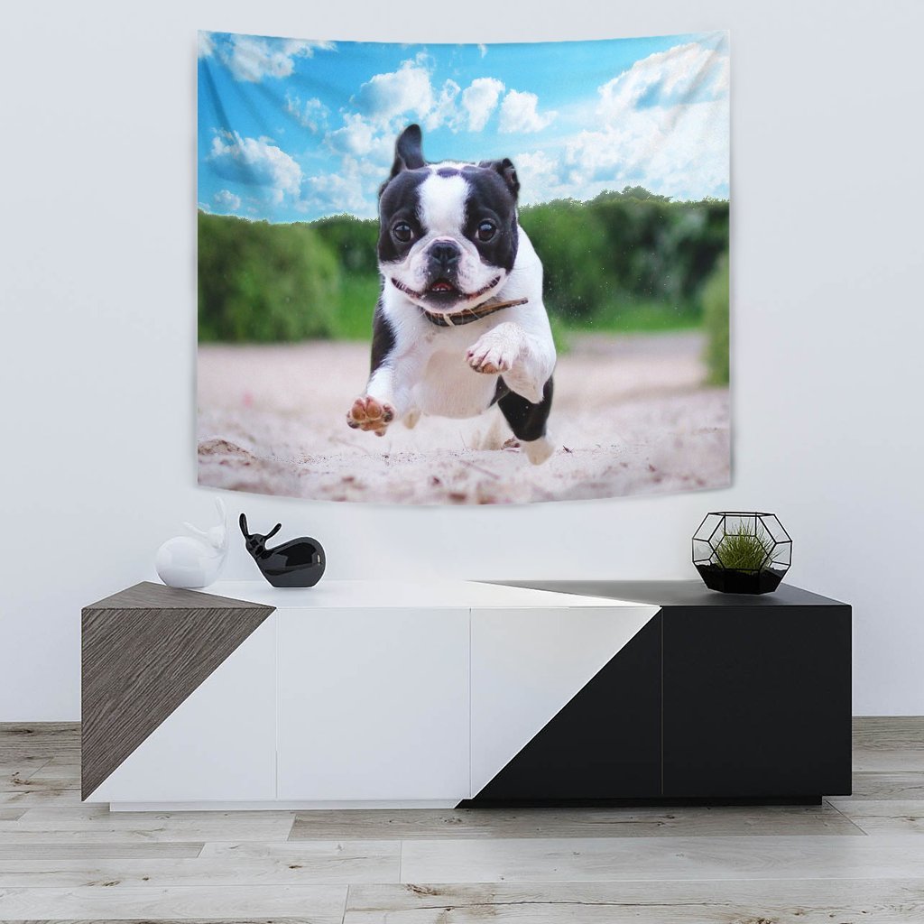 Boston Terrier Running Print Tapestry-Free Shipping - Deruj.com