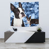 Boston Terrier On Blue Print Tapestry-Free Shipping - Deruj.com