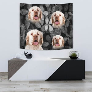 Clumber Spaniel On Black Print Tapestry-Free Shipping - Deruj.com