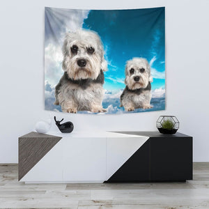 Dandie Dinmont Terrier On Sky Blue Print Tapestry-Free Shipping - Deruj.com