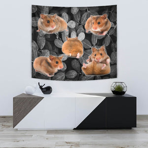 Djungarian Hamster On Black Print Tapestry-Free Shipping - Deruj.com