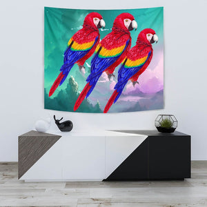 Scarlet Macaw Parrot Print Tapestry-Free Shipping - Deruj.com