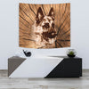 German Shepherd On Wooden Print Tapestry-Free Shipping - Deruj.com